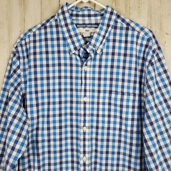 Old Navy Button Down Shirt Blue Check Size XL - Picture 10 of 11